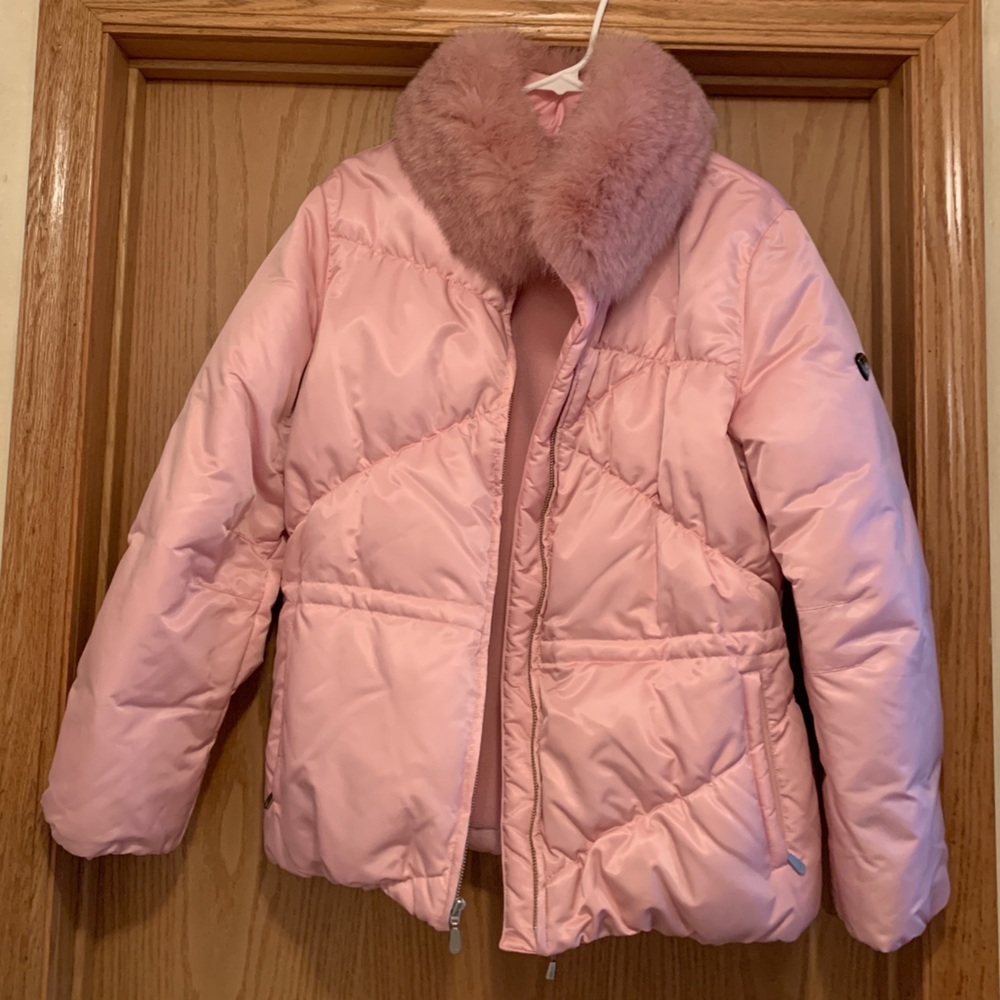 New Thick Pink Puffer Winter Coat with Fox Fur